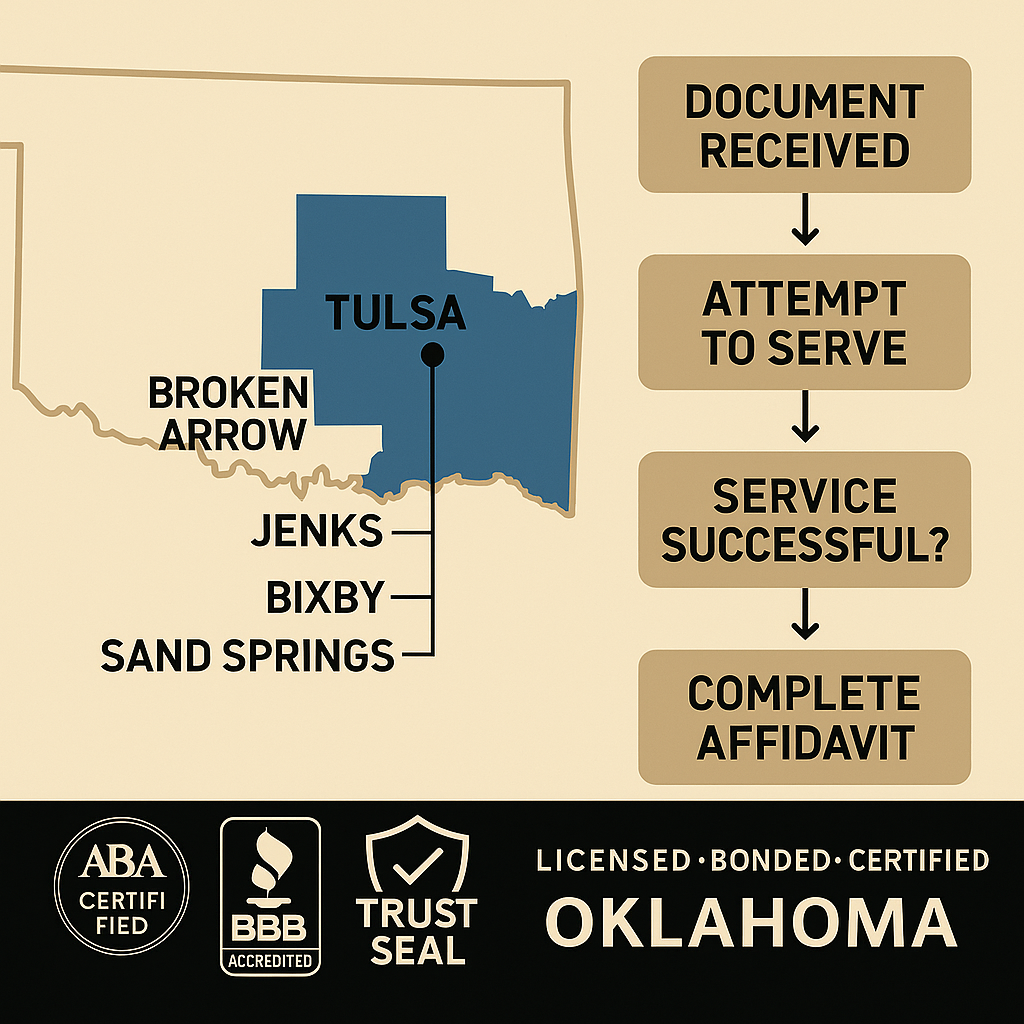 Oklahoma Process Server Service Areas and Pricing Zones