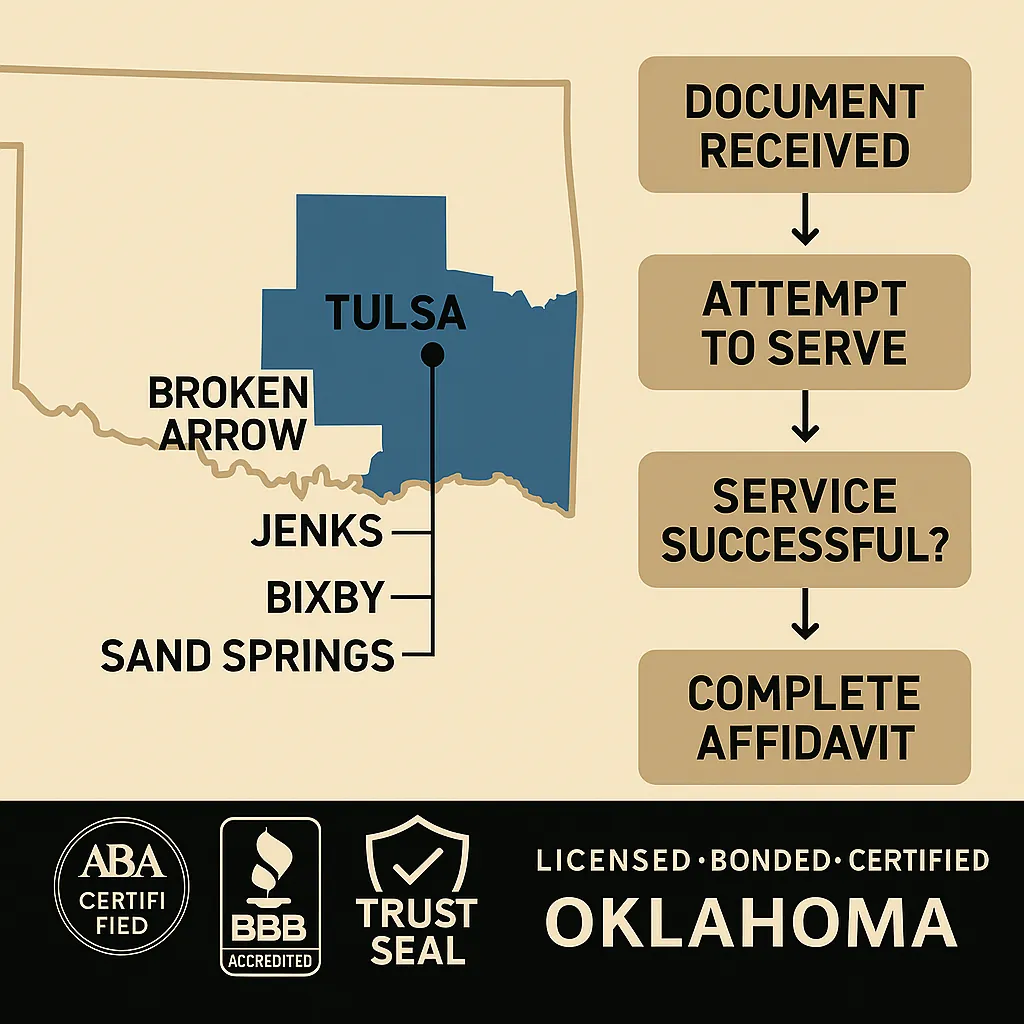 Oklahoma counties process server coverage map