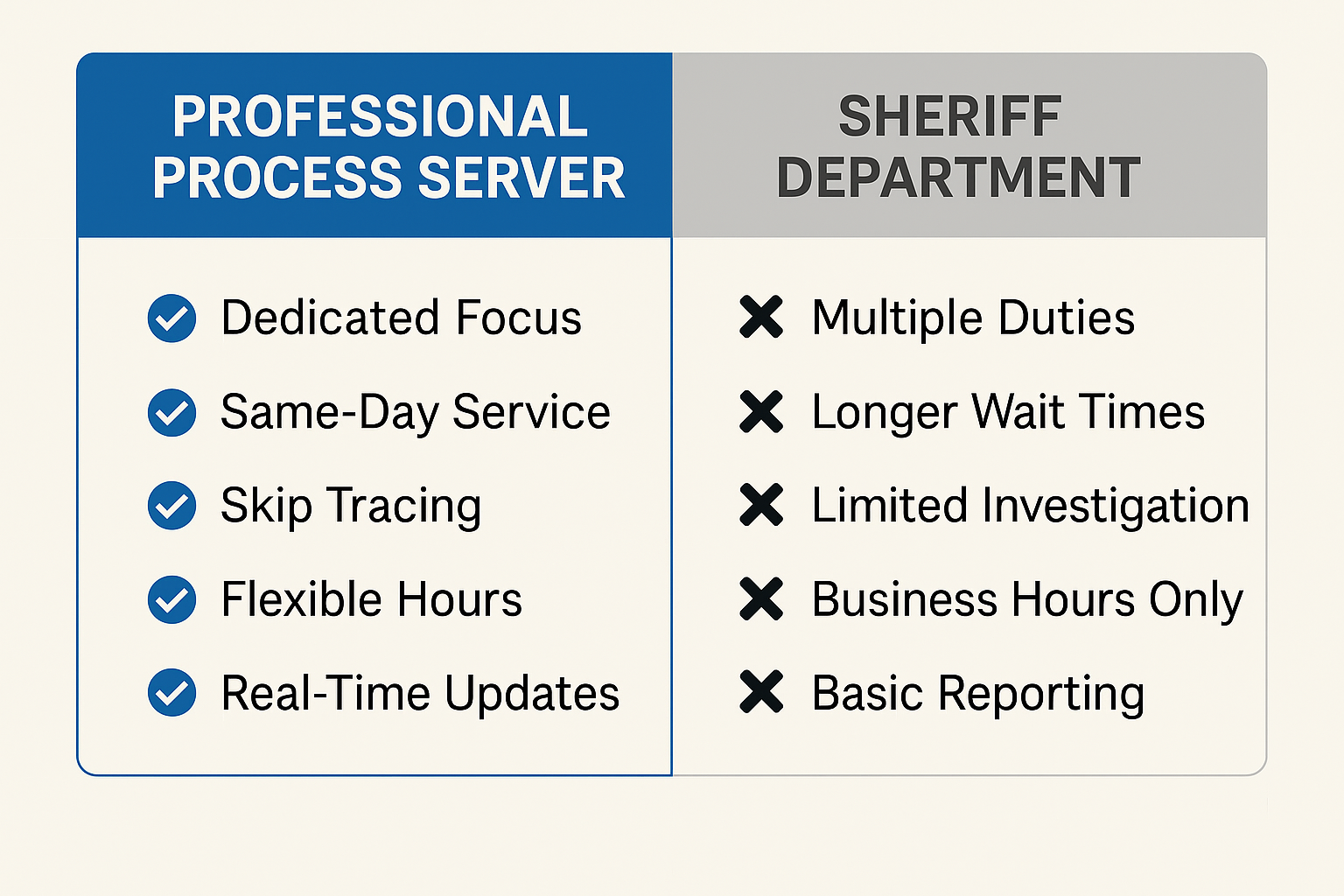 Oklahoma Process Serving Cost Comparison Chart